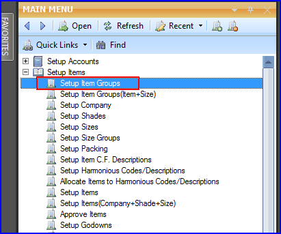 Setup Item Groups